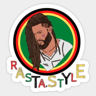 Rastafari man accompanied by a multicolored writing Sticker